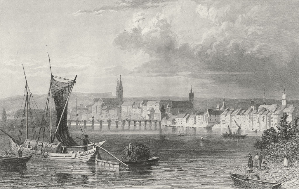 SWITZERLAND. Basel. Swiss. Tombleson boats 1830 old antique print picture